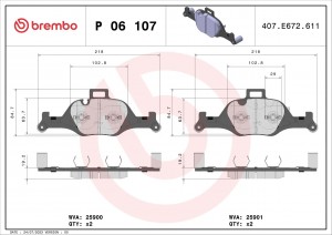 Колодки тормозные BMW 5 (G30,G31) передние (4шт.) BREMBO P06107 BREMBO