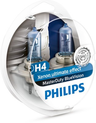 Лампа 24V H4 75/70W P43t бокс (2шт.) Master Duty Blue Vision PHILIPS 13342MDBVS2 PHILIPS