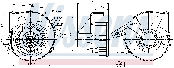 Мотор отопителя VW Polo (09-) AUDI A1 (11-) SEAT Ibiza (13-) SKODA Rapid (13-) N 87028 NISSENS