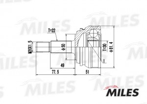 ШРУС наружный VW G1/CADDY 1.1-1.8 77-92 (GKN 302115) GA20515 GA20515 MILES