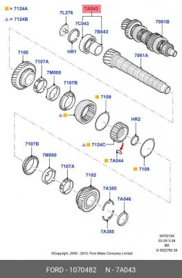 подшипник вторичного вала МКПП! передний\ Ford Focus III 11>/Fusion 02-12 1 070 482 FORD