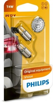 Лампа 12V T4W BA9s блистер (2шт.) PHILIPS 12929B2 PHILIPS