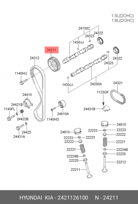 Шестерня HYUNDAI Getz распредвала OE 2421126100 HYUNDAI KIA