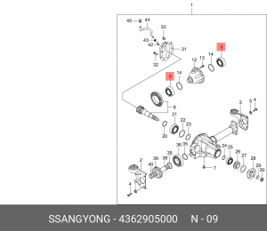 Подшипник дифференциала SSANGYONG Kyron (05-),Rexton (02-) переднего моста OE 4362905000 SSANG YONG