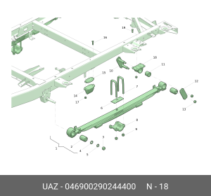 Кронштейн УАЗ-469,3151 рессоры передней задний (ОАО УАЗ) 046900290244400 UAZ UAZ