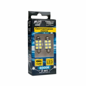 к-т ламп! светодиодных C008A Т11 (SV8.5/8) 36mm 6x5050 SMD CANBUS, блистер 2шт,  A80589S AVS