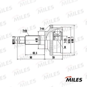 ШРУС наружный MAZDA 626 2.0 97- (с ABS) (GSP 834013) GA20230 GA20230 MILES