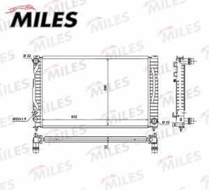 Радиатор (механическая сборка) AUDI A4 2.4-2.8/2.5TD 97-04 (NISSENS 60497) ACRM3 ACRM372 MILES