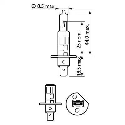 H1 12V-55W HOD пов. дальности 332534S и 332524SW+переходник 12258PRC1 PHILIPS