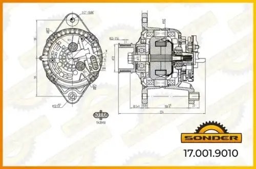 Генератор Premium 24V, 120A со шкивом о.н VOLVO  20741686 / MAHLE - MG 817 — 2 г 170019010 SONDER