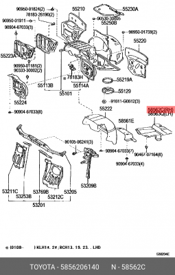 5856206140 УТЕПЛИТЕЛЬ TOYOTA 5856206140 58562-06140 TOYOTA