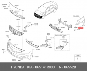 Кронштейн бампера HYUNDAI Solaris (11-/14-) переднего правый OE 865141R000 HYUNDAI KIA