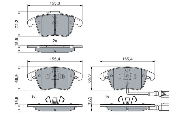 Колодки передние VW SHARAN 2010- TIGUAN, AUDI Q3 0986494372 0 986 494 372 BOSCH