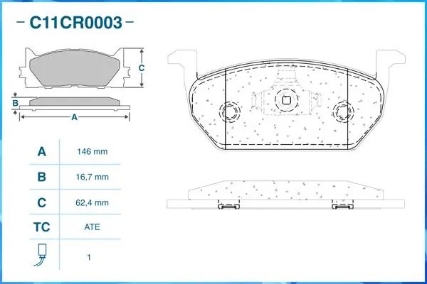 Тормозные колодки передние Low Metallic C11CR0003 C11CR0003 CWORKS