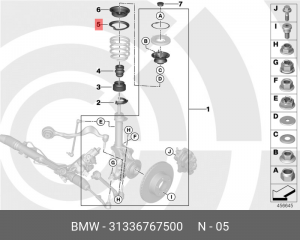 Прокладка BMW 1 (E81,E87) пружины передней верхняя OE 31 33 6 767 500 BMW