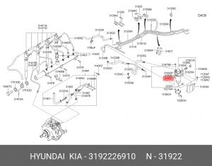 Фильтр топливный HYUNDAI Verna,Getz,Starex H-1,Matrix,Santa Fe (дв.В4CB) (CRDI)  3192226910 HYUNDAI KIA