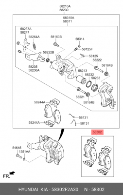 Колодки тормозные HYUNDAI Elantra (16-) задние (4шт.) OE 58302F2A30 HYUNDAI KIA