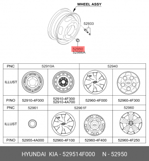 гайка колесная! M8\ Hyundai Porter 2 529514F000 HYUNDAI