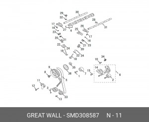 натяжитель ремня грм!\ GW Hover/H3/H5 SMD308587 GREAT WALL