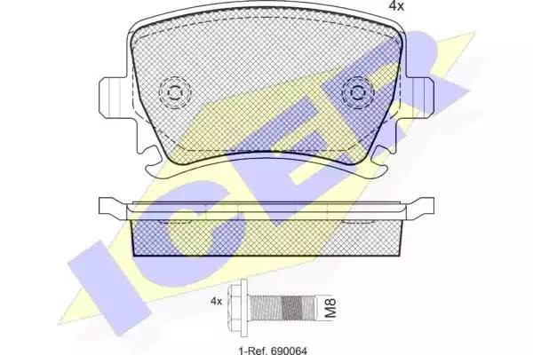 181600-703 колодки дисковые задние ! диск 16'/15'\ Audi A3 03>, VW Touran 03> 181600703 ICER