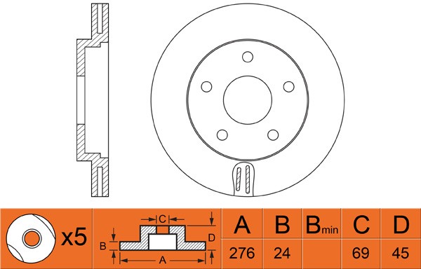 Диск тормозной MITSUBISHI Eclipse (-95) передний (1шт.) NIBK RN1252 NIBK