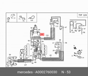 ТРУБКА ПЛАСТИКОВАЯ УСИЛИТЕЛЯ ВАКУУМНОГО КПП A 000 276 00 30 MERCEDES BENZ