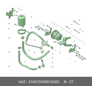 Болт-штуцер М14х1.5 УАЗ насоса ГУРа (ОАО УАЗ) 316010340816300 UAZ UAZ