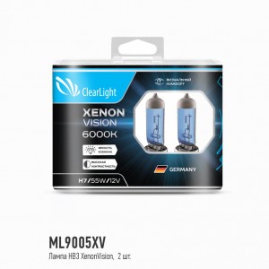 к-кт ламп! галоген 12V HB3 60W P20d 6000K (бокс 2шт) Xenon Vision\ ML9005XV CLEAR LIGHT