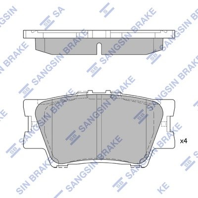 Колодки тормозные TOYOTA Rav 4 (2.0/2.2),Camry V40 (06-) задние (4шт.) SANGSIN SP2081 SANGSIN