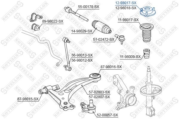 опора амортизатора переднего правого!\ Toyota Camry 2.2-3.0 96-99 12-98017-SX STELLOX