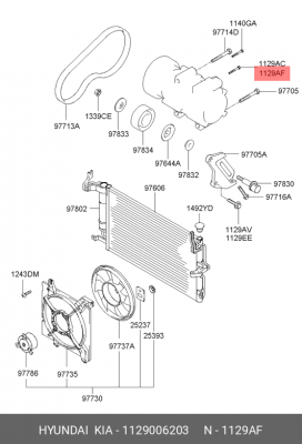 Болт HYUNDAI HD65,72,78 крепления кронштейна облицовки радиатора OE 1129006203 HYUNDAI KIA