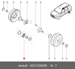 к-кт подшипника ступицы задней!\ Renault Duster 1.6/1.5dCi 11> 432102069R RENAULT
