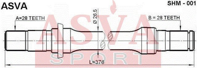 ПОЛУОСЬ ПРАВАЯ 28x28 MAZDA 626 91-97 [12] SHM001 SHM-001 ASVA