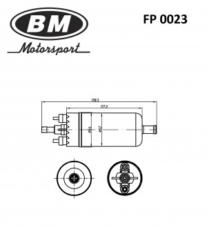 Топливный электробензонасос, элемент насоса FP 0002 (с монтажным комплектом), GA FP0023 BM MOTORSPORT