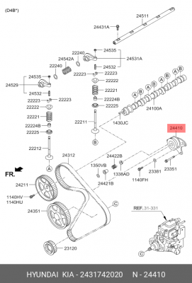 Ролик ГРМ HYUNDAI Porter,Galloper,Starex H-1 натяжителя с кронштейном OE 24317-42020 HYUNDAI KIA