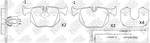 Колодки тормозные BMW X3 (E83),X5 (E53),3 (E46) (2.5/3.0) задние (4шт.) NIBK PN0225W NIBK