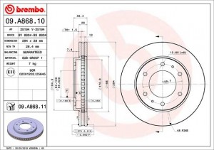 09.A868.10 диск тормозной передний!\ Mitsubishi L200 2.5Di-D 06> 09.A868.10 BREMBO