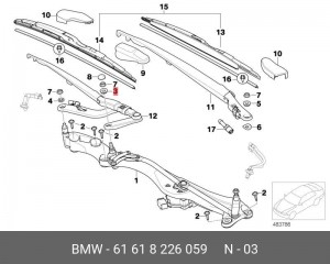 Втулка BMW 3 (E446),7 (E65),X3 (E83) рычага стеклоочистителя OE 61 61 8 226 059 BMW