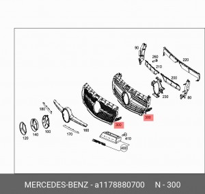 117 888 07 00 РЕШЕТКА РАДИАТОРА A1178880700 MERCEDES BENZ
