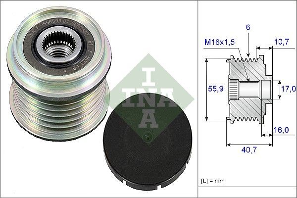 шкив генератора!\ Mitsubishi Carisma, Volvo S40 1.9DTi 00> 535002810 INA