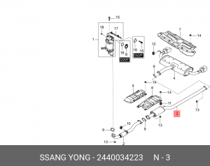 Глушитель SSANGYONG Actyon (10-) (4WD) средняя часть OE 2440034223 SSANG YONG
