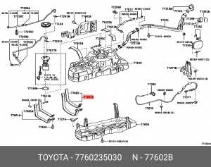кронштейн крепления топливного бака!\ Toyota Land Cruiser 02> 77602-35030 TOYOTA