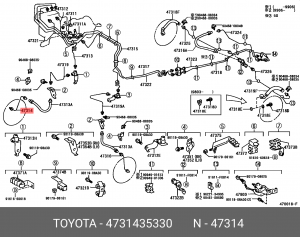 трубка тормозная! передняя правая\ Toyota Hilux Surf KDN185/KDN185W/KZN185/KZN18 47314-35330 TOYOTA