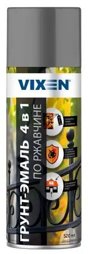 Грунт-эмаль по ржавчине 4 в 1 серое окно RAL 7040 аэрозоль 520мл VIXEN VX517040 VIXEN