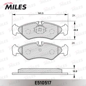 Колодки тормозные задние (Смесь CERAMIC серия PRO) MERCEDES SPRINTER (2-4t) 9506 E510517 MILES