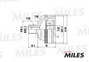 ШРУС наружный VW T4 1.8-2.5 90-03 (с ABS) (GKN 301964) GA20527 GA20527 MILES