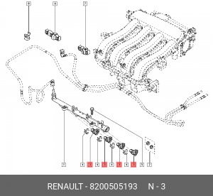ИНЖЕКТОР ДВИГАТЕЛЯ (БЕНЗ)NJECTEUR E 8200505193 8200505193 RENAULT