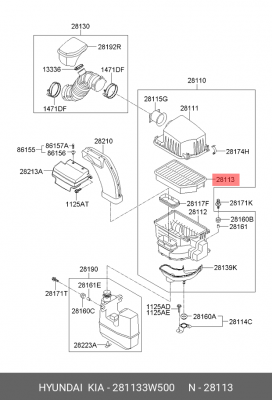 Фильтр воздушный KIA Sportage (13-) OE 281133W500 HYUNDAI KIA