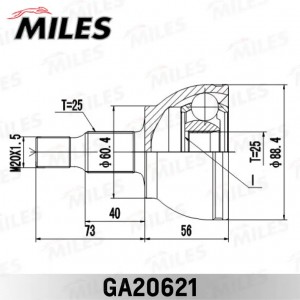 ШРУС MB A W169/B W245 18CDI-2.0T 04-12 нар. GA20621 GA20621 MILES