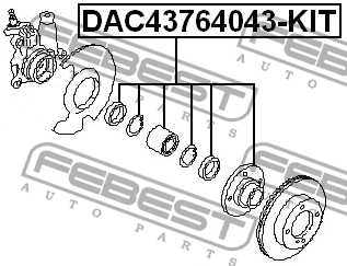 Подшипник ступицы передний NISSAN PRIMERA P12, X-TRAIL T30 DAC43764043-KIT DAC43764043-KIT FEBEST